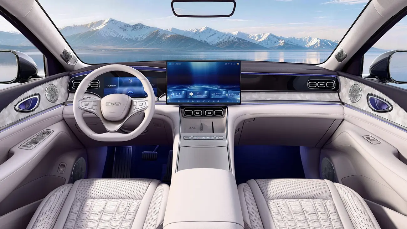 BYD Sealion 08 interior with its 15.6-inch rotating central screen