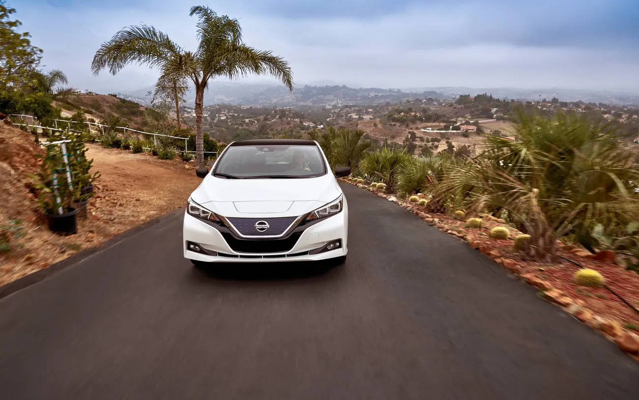 Second-generation Nissan Leaf driving on the road