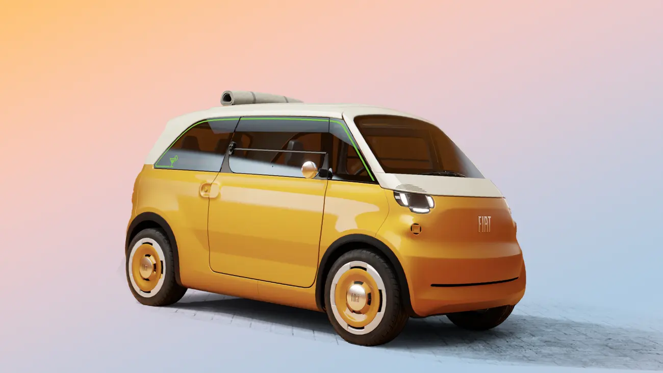 Fiat Multiplina concept seen from the rear three-quarter, showing its one-box body