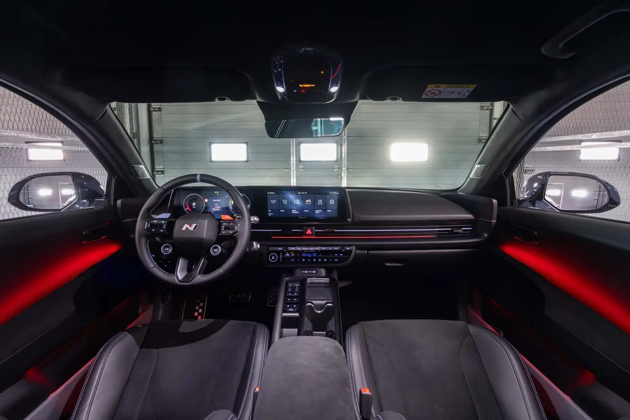 Hyundai Ioniq 6 N interior with Alcantara bucket seats and twin 12.3-inch displays