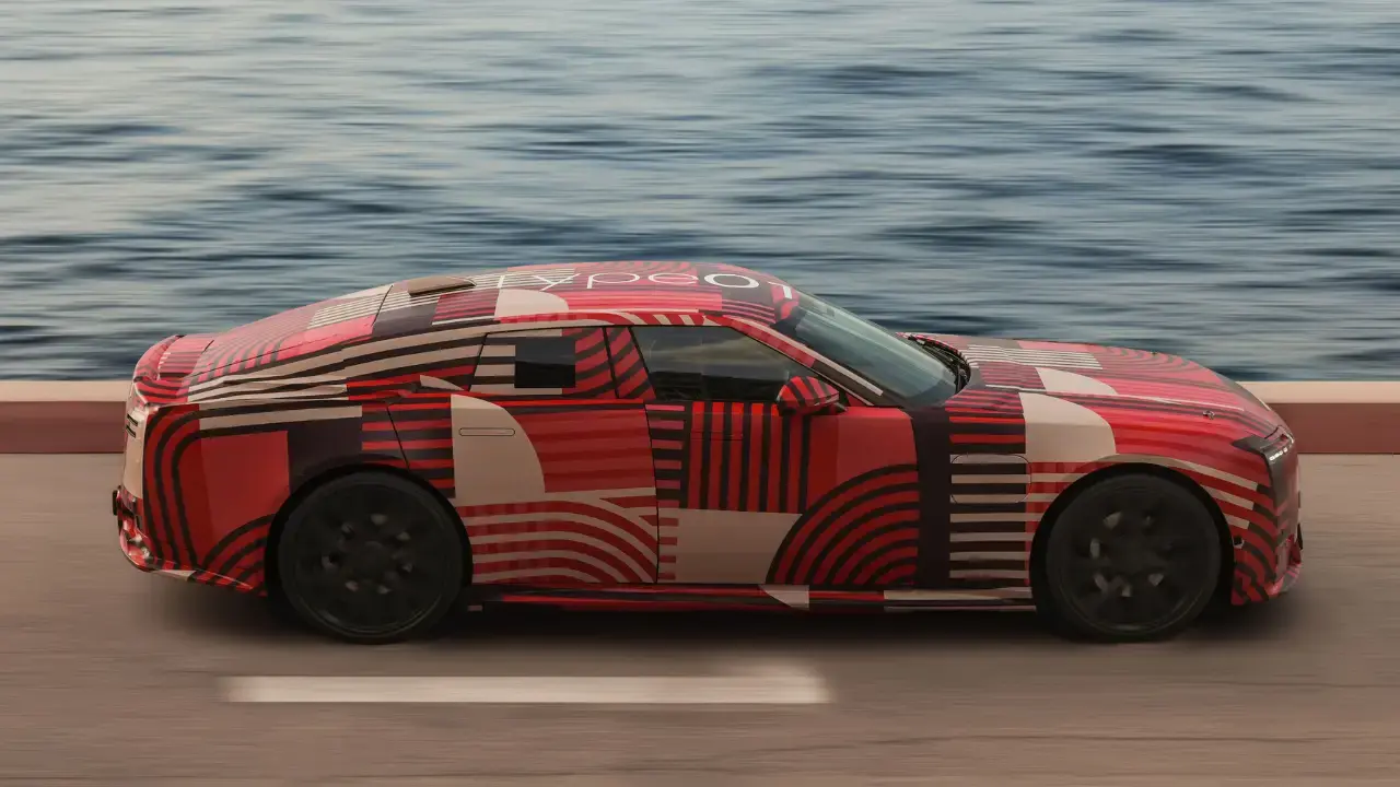 Camouflaged Jaguar Type 01 prototype lapping the Monaco circuit