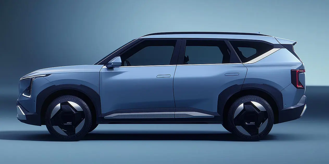 Kia EV5 in side profile, showing the 4.61-metre length of the electric SUV