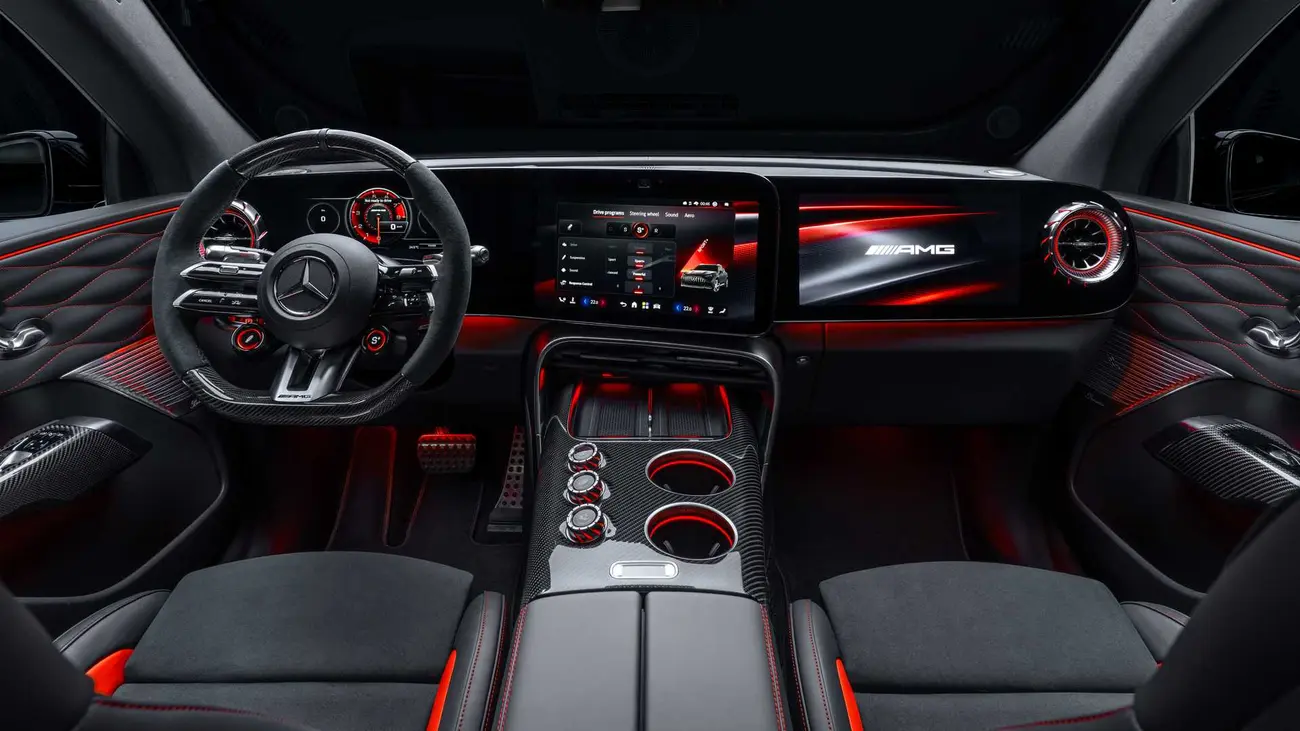 Mercedes-AMG GT SUV electric interior with 10.2-inch and 14-inch screens