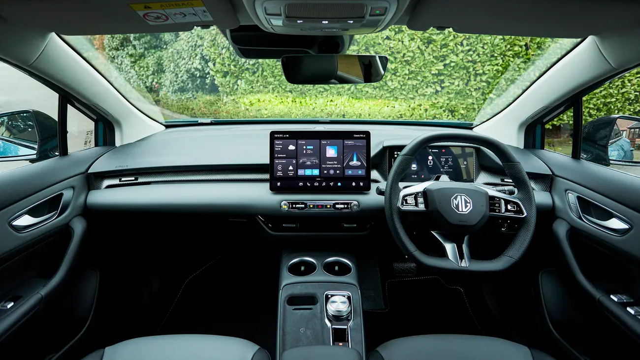 MG4 2026 interior with 12.8-inch touchscreen and physical climate controls