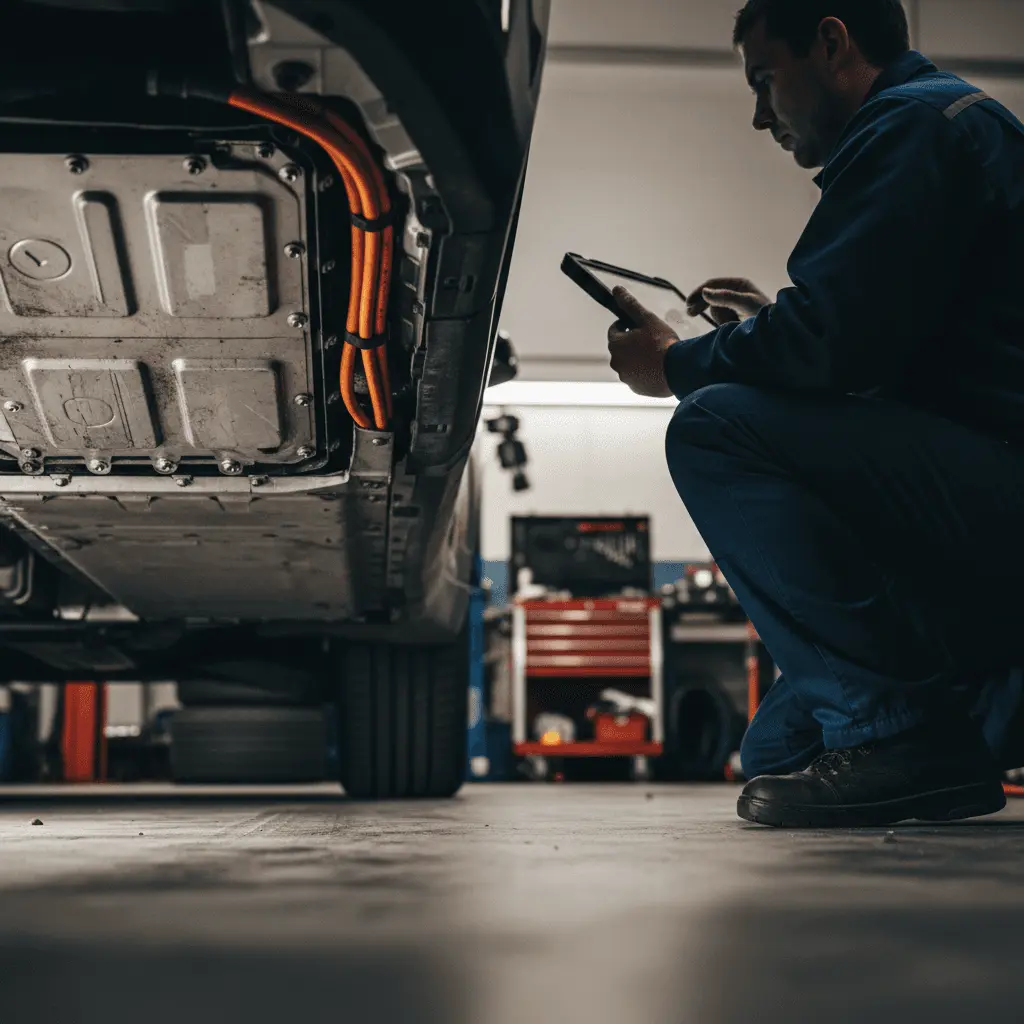 Battery state of health check on a used electric car using diagnostic equipment
