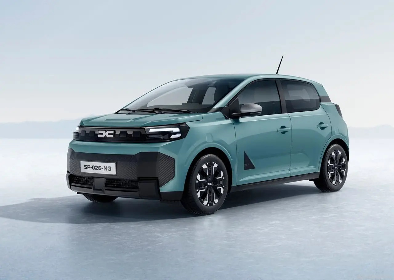 New-generation Dacia Spring electric car in front three-quarter view