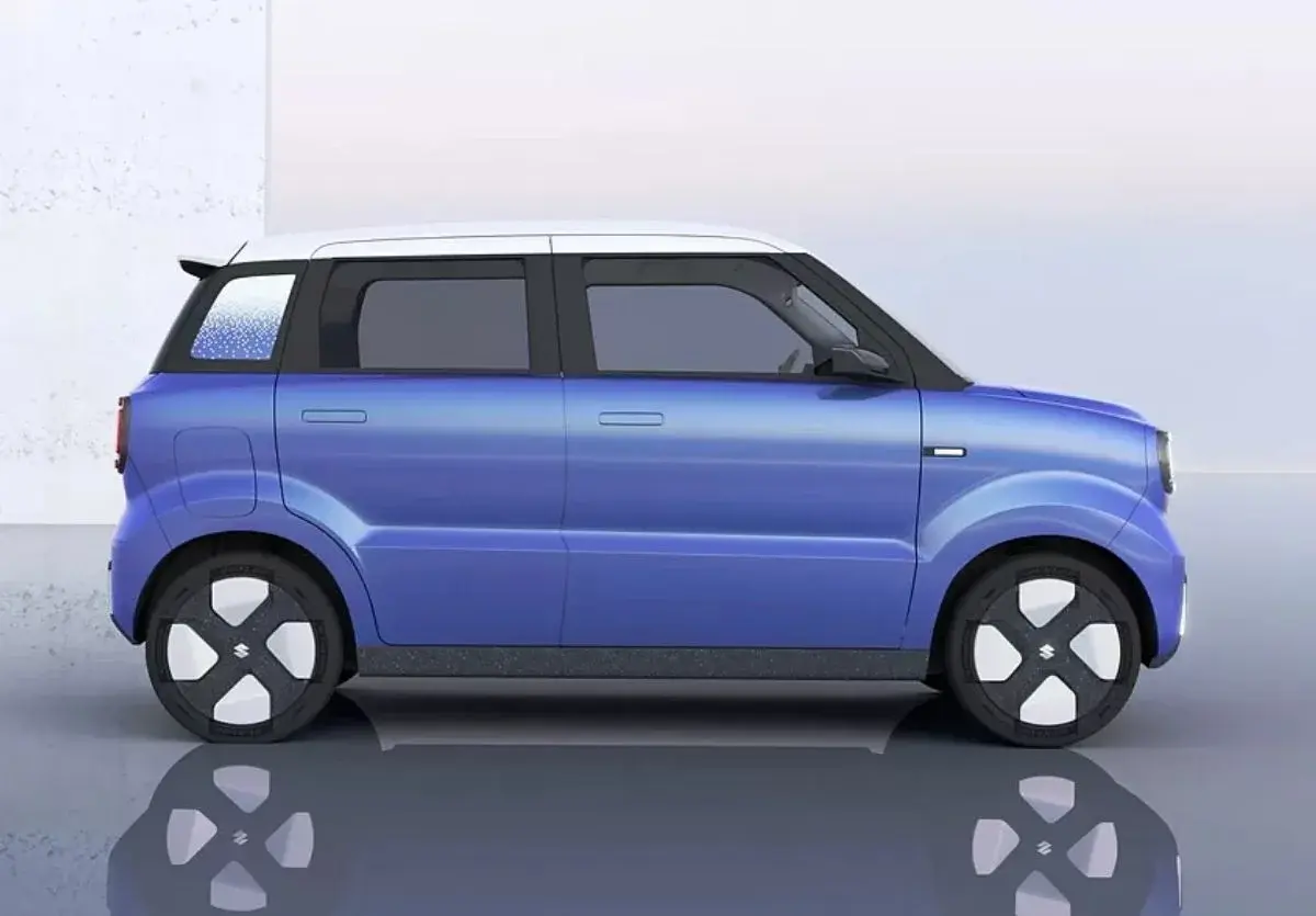 Side profile of the Suzuki Vision e-Sky, a tall-bodied electric kei car