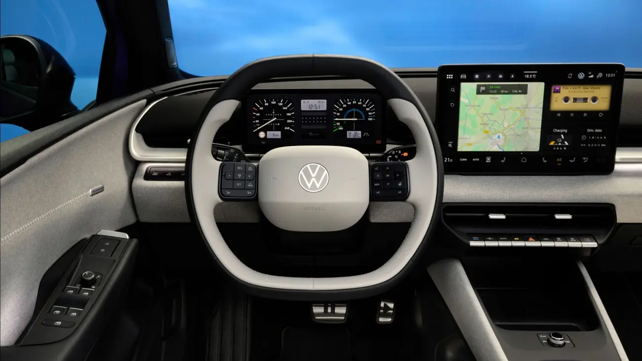 Volkswagen ID. Polo 10-inch digital cockpit showing consumption data