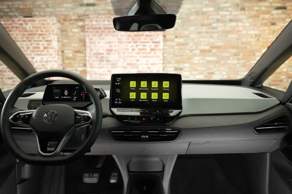 Facelifted VW ID.3 interior with central touchscreen and redesigned dashboard