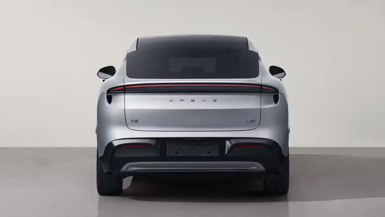 XPeng Mona L03, a Chinese electric coupe SUV, shown in rear three-quarter view